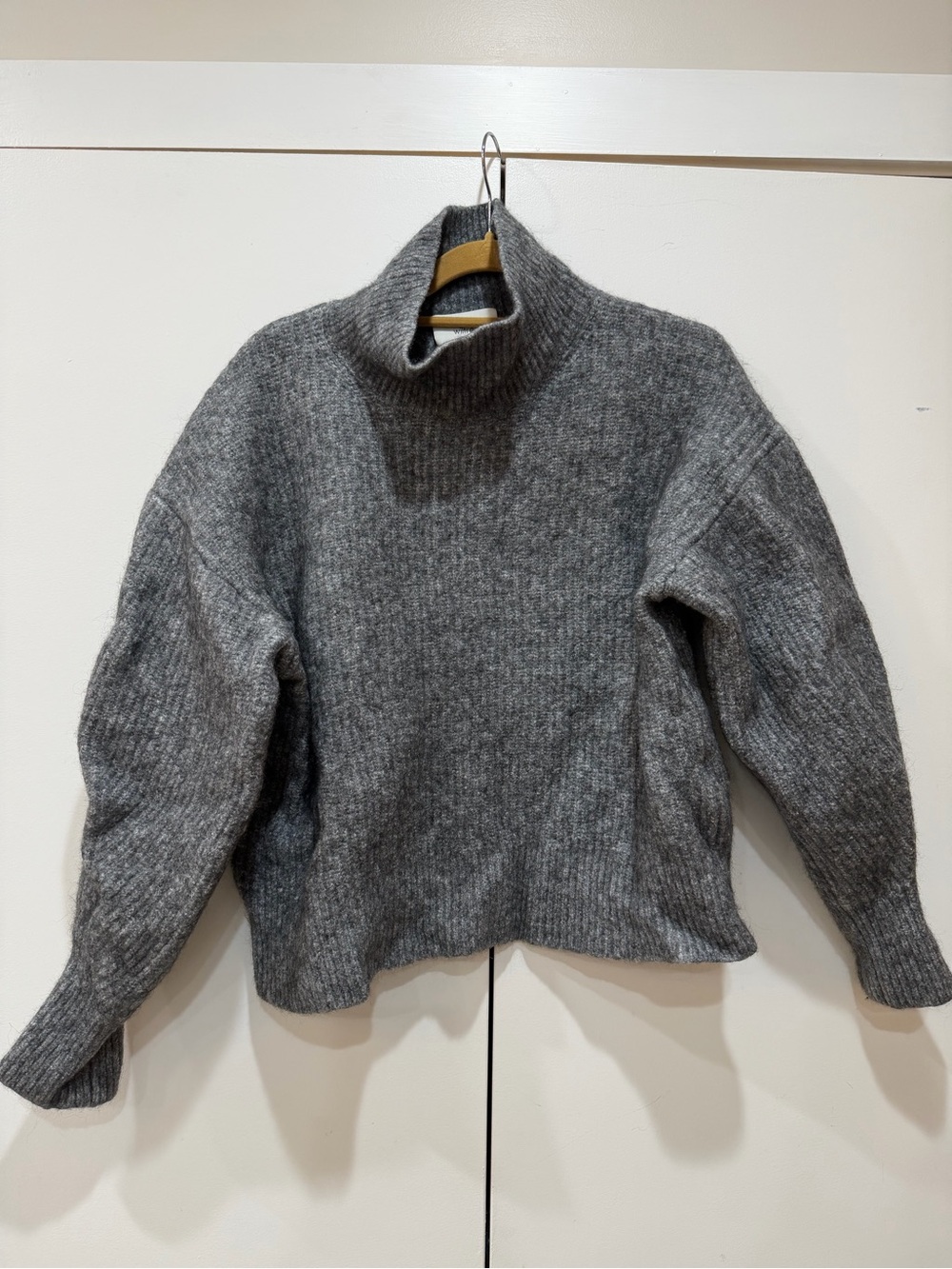 Aritzia Wilfred Nestled Sweater XL Heather Grey Merino Wool Yak Ribbed Knit